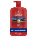 Old Spice Refreshing Body Wash For Men, 3X Defense, 24/7 Shower Fresh With Long Lasting Scent, Red Collection, Captain With Bergamot Scent, 33.4 Oz