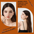 Teenitor Brown Bobby Pins Hair Pins Hair Net Kit, 11 Styles Bobby Pins For Women U Shaped Hair Pins, Hair Nets For Buns Spiral Pins, Hair Ties Hair Styling Tools For Women Girls Dance Ballet Brown