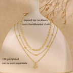 XIXINI Layered Necklaces for Women, Dainty Gold Necklace Stack 14k Gold Plated Layering Beads Choker Pendant Necklace Set Simple Statement Gold Necklaces for Women Trendy Fashion Gold Jewelry Sets