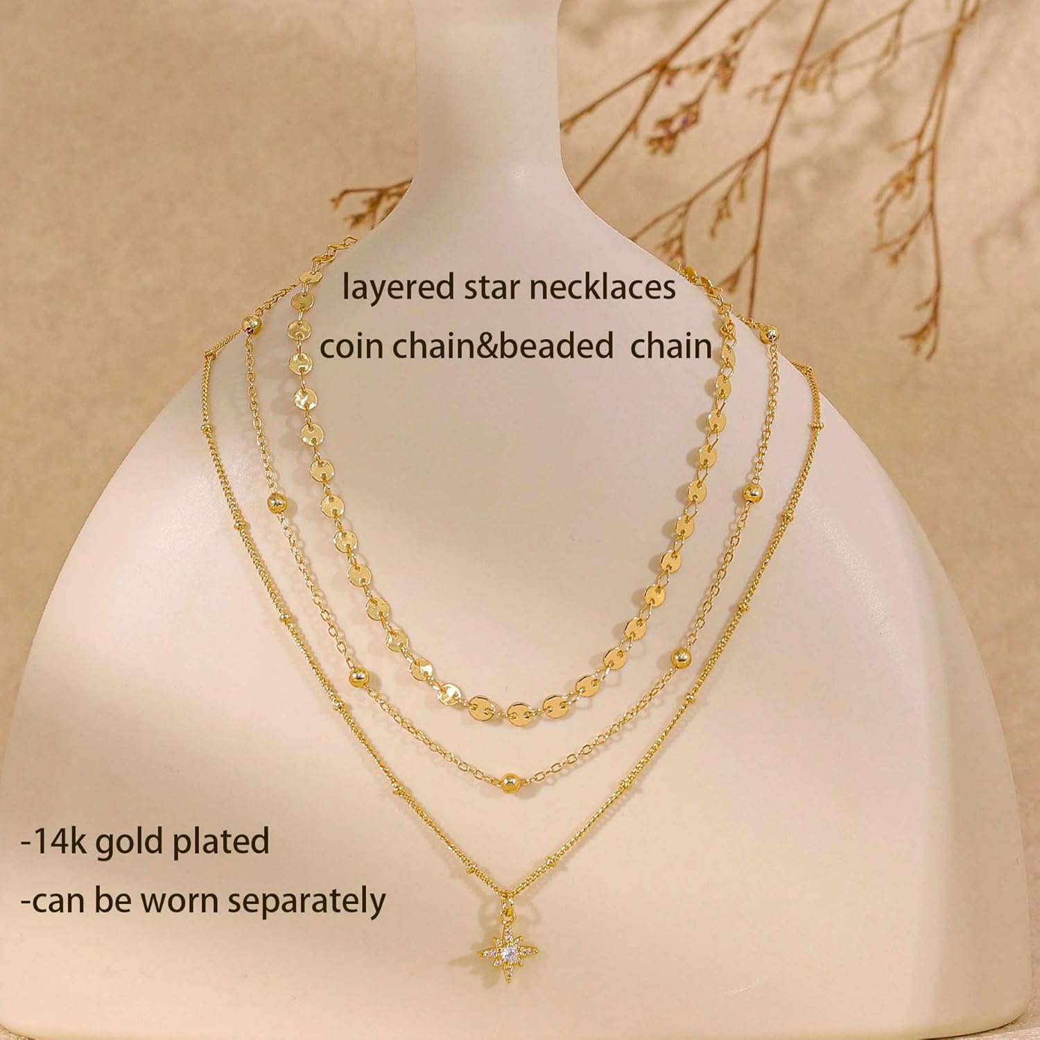 XIXINI Layered Necklaces for Women, Dainty Gold Necklace Stack 14k Gold Plated Layering Beads Choker Pendant Necklace Set Simple Statement Gold Necklaces for Women Trendy Fashion Gold Jewelry Sets