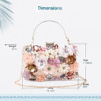 Women Clutches Flower Evening Handbag Chain Strap Shoulder Bag