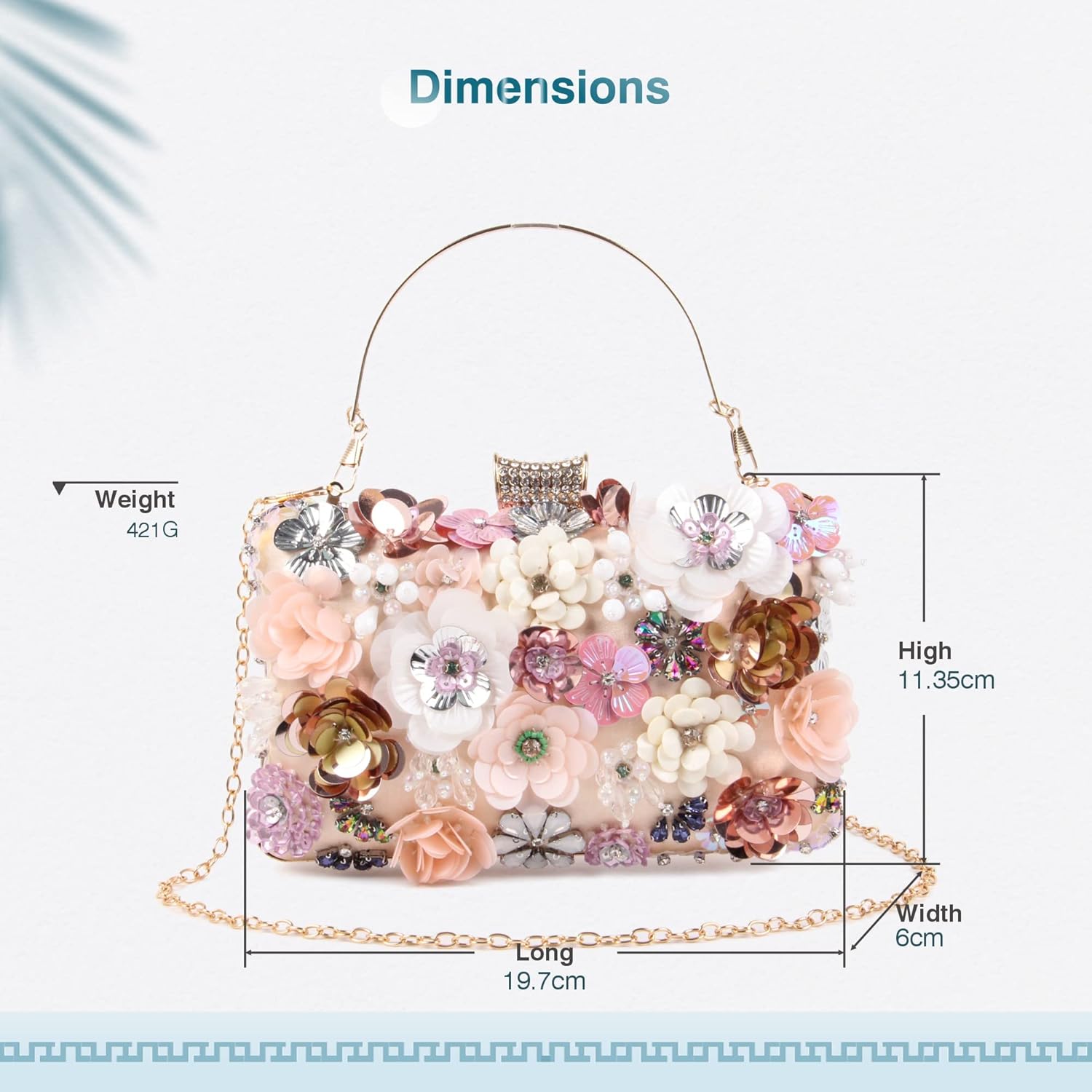 Women Clutches Flower Evening Handbag Chain Strap Shoulder Bag