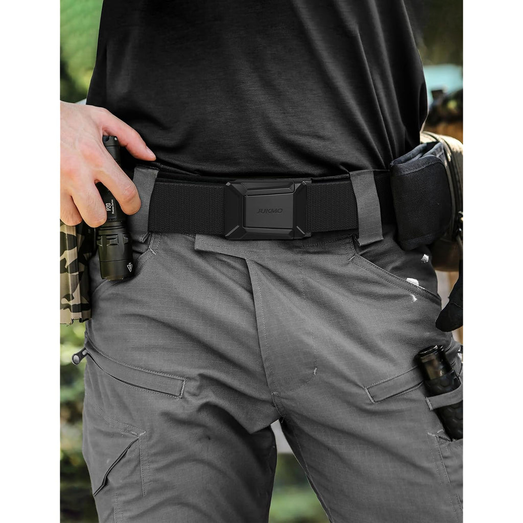 Jukmo Men'S Stretch Tactical Belt, 1.5" Elastic Nylon Web With Flip Buckle | Quick Release Belt For Military Work Rigger Hiking