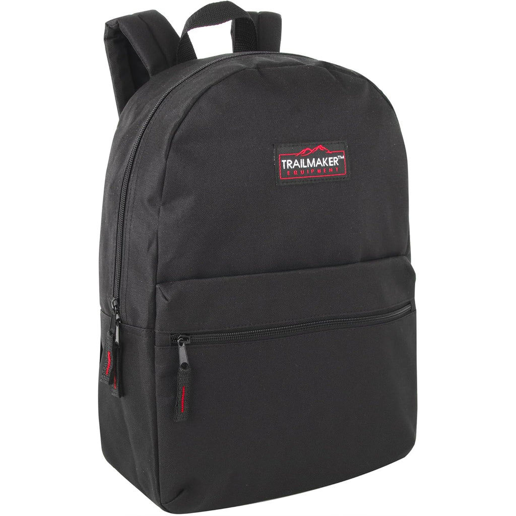 Trail Maker Classic 17 Inch Backpacks With Adjustable Padded Straps | School Backpacks For Girls, Boys (Black)