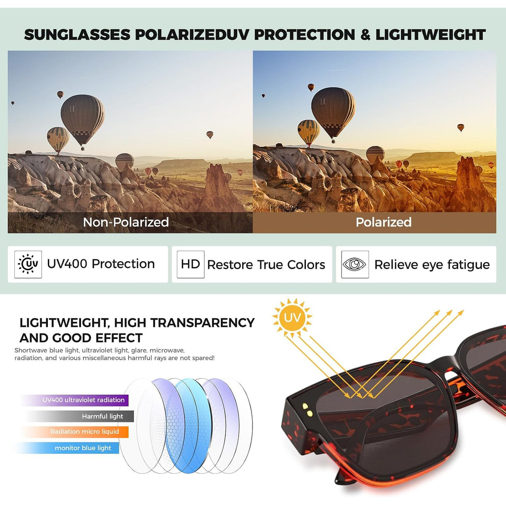 Oversized Fit Over Glasses Polarized Sunglasses for Women,Trendy Square Cover Shades for Driving Brown Tortoise Frame/Gray Lens