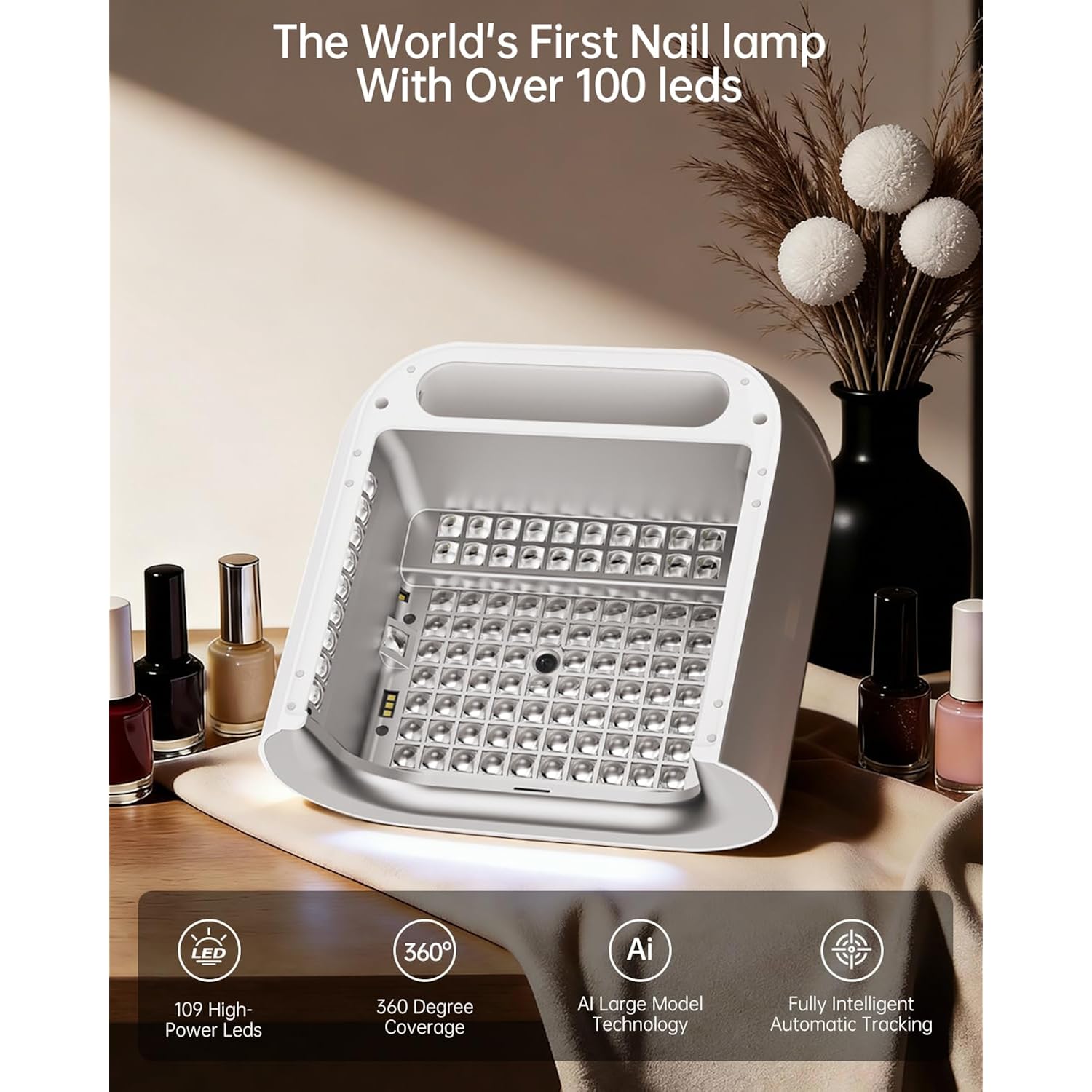 AI Health Best Nail Lamp-O NAIL AI Precision Scan,Reduce Excess UV Skin Damage-2in1 AI Computer&Nail Dryer with HD Visible Screen,109 LEDs 2X Faster Curing,Nail Curing Lamp for Salon and Home