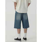 Jmierr Mens Baggy Jeans Wide Leg Loose Fit Denim Shorts Streetwear Below Knee Jorts