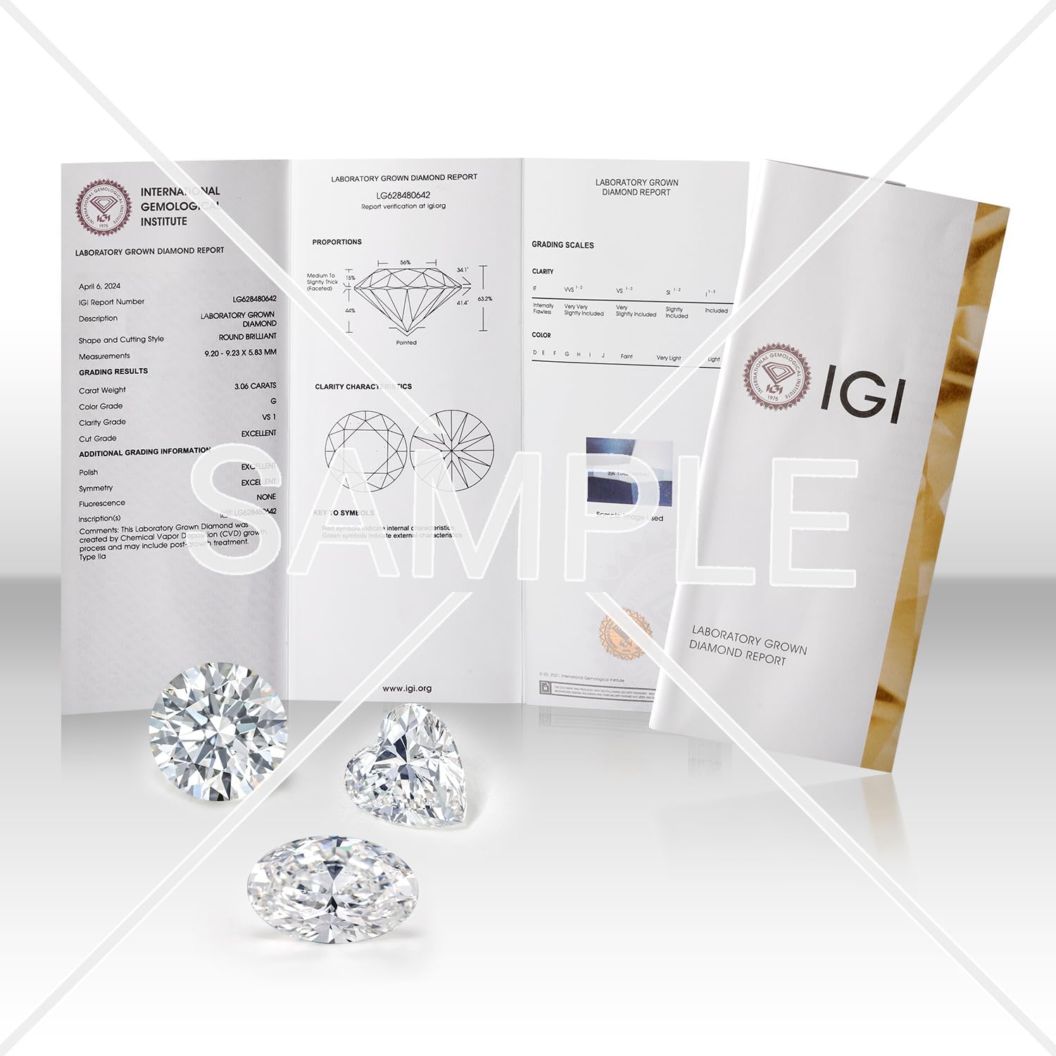 Gem Stone King 1 to 5 Carat 14K Gold IGI Certified Lab Grown Diamond Pendant Necklace For Women | D-E Color | VS1-VS2 Clarity | With 18 Inch Gold Chain