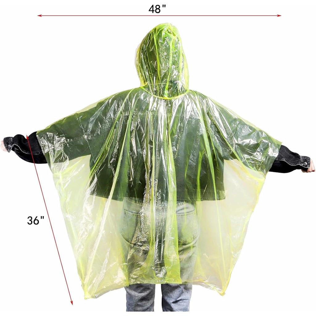 20 Pack Disposable Rain Ponchos For Adults, Clear Plastic Emergency Raincoats With Hood, Individually Wrapped Bulk Rain Ponchos Waterproof Family Pack Camping