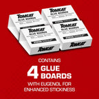 Tomcat Glue Boards With Eugenol For Enhanced Stickiness, 4 Boards | Sticky Traps For Mice, Cockroaches & Insects, Flat Or Covered Use, Ready-To-Use