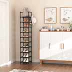 Tall Narrow Shoe Rack For Entryway, 10-Tier Sturdy Metal Shoe Shelf Storage 10-15 Pairs Of Shoes And Boots, Space Saving Corner Shoe Rack Organizer For Closet,Doorway,Garage,Living Room