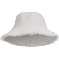 Womens Bucket-Hat Distressed Sun-Protection Washed-Cotton - Summer Wide Brim Beach Cap(7 1/8 Size) (White 01)