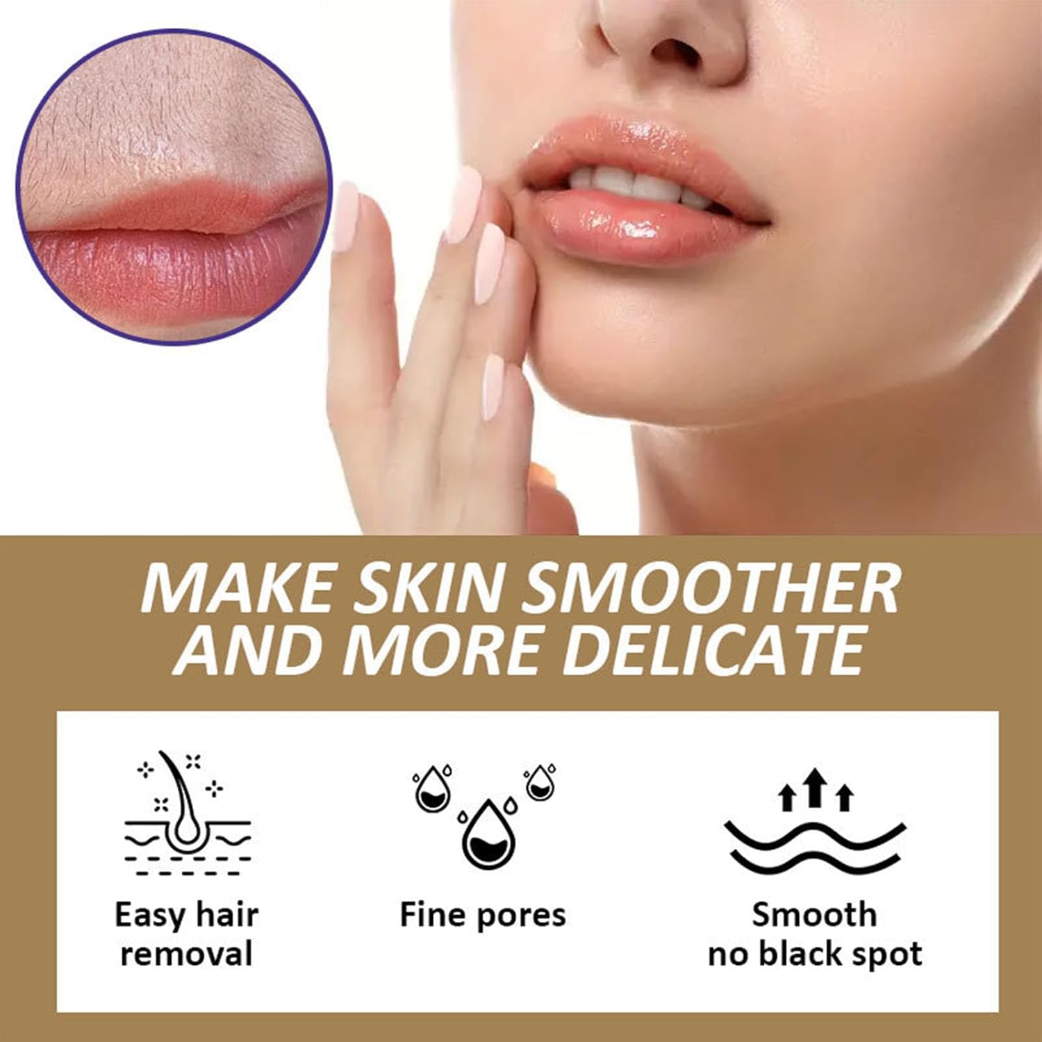 Coconut Facial Hair Removal Cream - Gentle & Effective for Women - Natural Formula, Moisturizing & Soothing, Painless Hair Remover, No Stubble, No Irritation, Fast Results, All Skin Types 3.53 oz