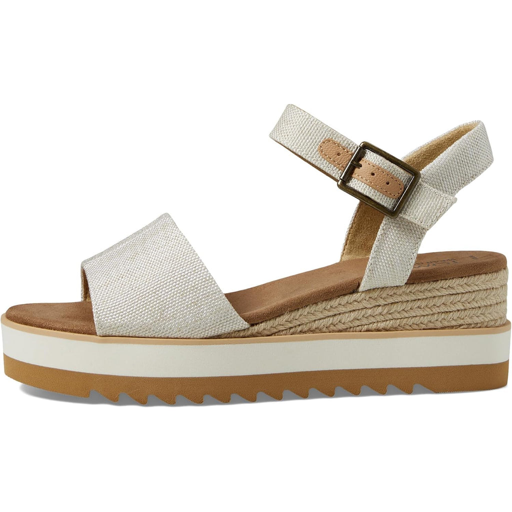 Toms Women'S Diana Wedge Heel Sandal, Leather Upper, Rope-Wrapped Midsole, Adjustable Strap, Buckle, Ortholite Insole