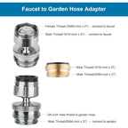 Hibbent Faucet Adapter Kit, Swivel Aerator Adapter To Connect Garden Hose - Multi-Thread Kitchen Sink Faucet To Garden Hose Adapter 3/4 Inch - Chrome Finished