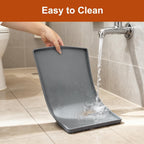 ukeetap Extra Thick Silicone Mat Waterproof with Raised Edge 19” x 12”, BPA Free Non-Slip Dog & Cat Food Mat, Feeding Mat for Food and Water Bowls, Spill Proof Mat to Protect Floors, Gray