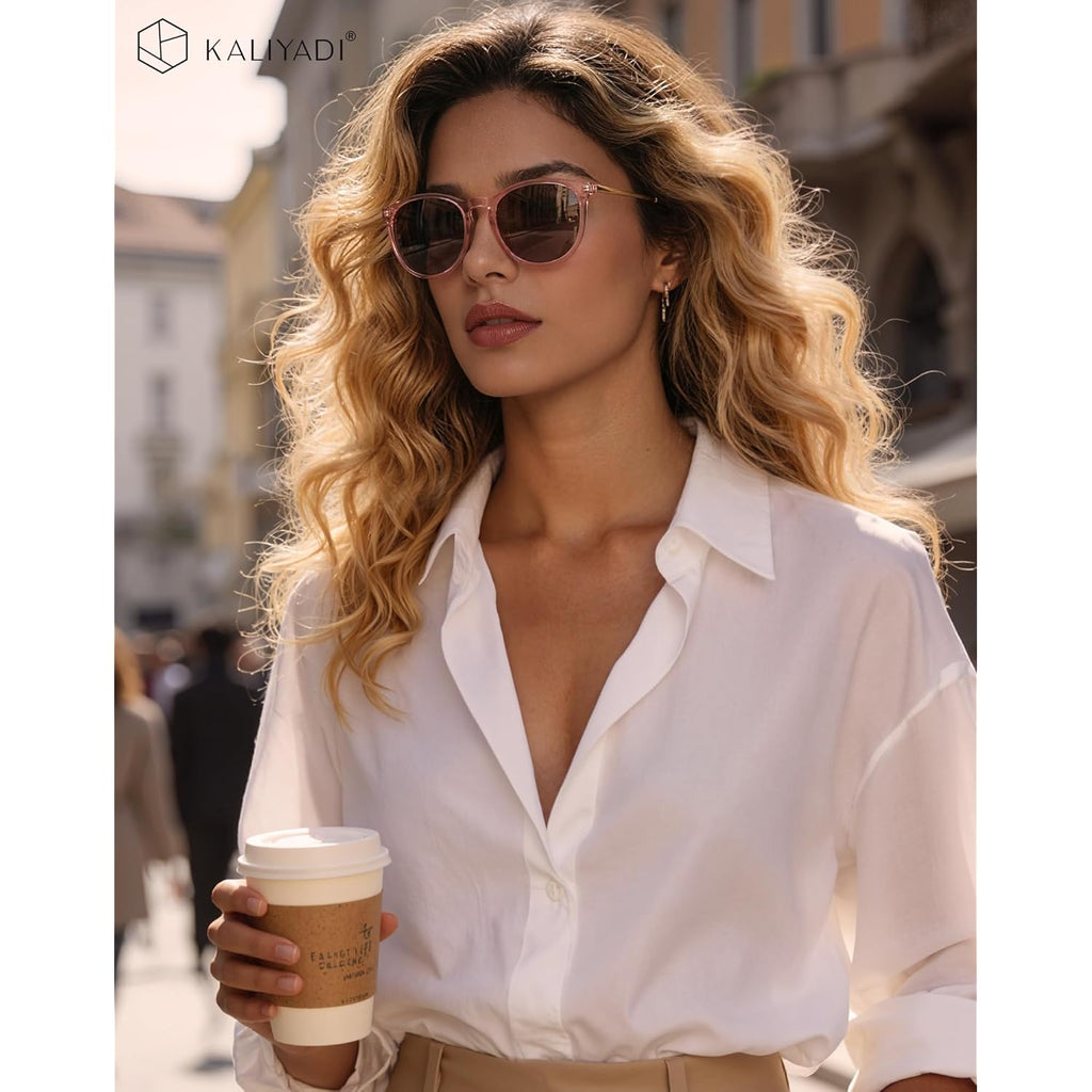 KALIYADI Sunglasses Womens Polarized Womens-Sunglasses: Trendy Sun Glasses with UV400 Retro Style for Party Beach Shopping