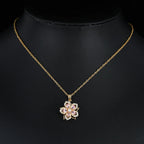 Necklace for Women Gold Flower Fidget Necklace Rotatable Crystal Silver Blossom Pendant Necklaces Adjustable Spinning Fidget Necklaces Redbud Flower Choker Funny Gift Jewelry