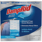 Damprid Fragrance Free Hanging Moisture Absorber, 15.4 Oz., 6 Pack - Eliminates Musty Odors For Fresher Air, Ideal Moisture Absorbers For Closet, 10% More Moisture Absorbing Power*