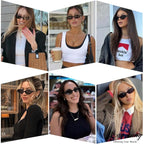 90s Sunglasses for Women Men Retro Small Oval Sunglasses