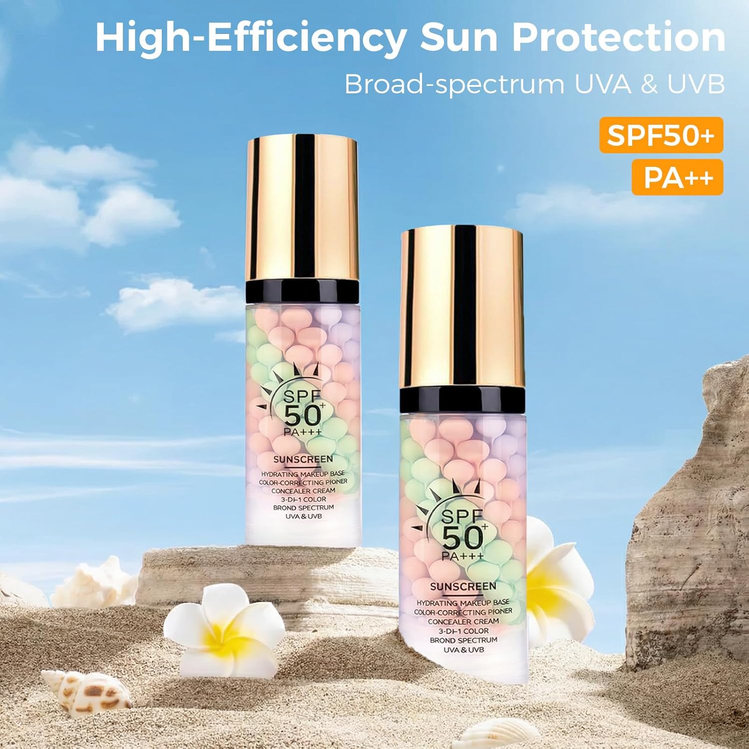 Primer For Face Before Makeup【SPF 50】【Even Skin Tone】【Oil Control】Protector Solar Para La Cara Makeup Primer Color Corrector Face Primer Tinted Sunscreen For Face，PinkGreenPurple X1