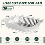 9X13 Aluminum Foil Pans 30 Pack, Disposable Half Size Deep Steam Foil Pans For Cooking, Roasting Turkey, Baking, Meal Prep, Parties & Food Prepping - Thanksgiving, Christmas, Parties, Catering