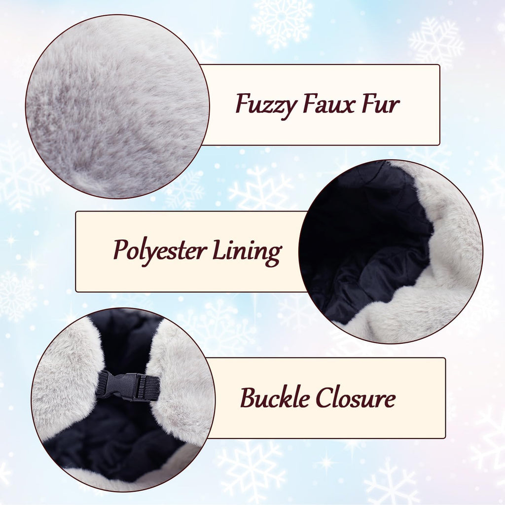 Winter Fur Hat with Removable Face Mask Fuzzy Russian Ushaka Furry Trapper Hat with Ear Flaps for Women Men Skiing Hiking