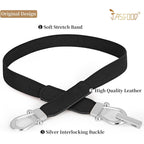 JASGOOD Women Skinny Elastic Belt for Dresses,Thin Retro Stretch Waist Belt with Golden Buckle