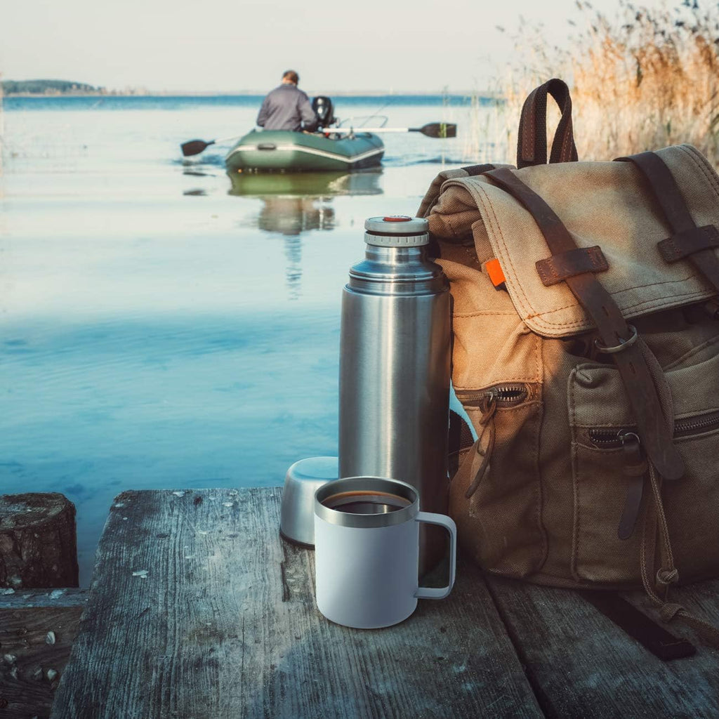 12Oz Stainless Steel Insulated Coffee Mug With Handle, Double Wall Vacuum Travel Mug, Tumbler Cup With Sliding Lid, Navy