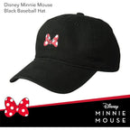Disney Minnie Mouse Dad Hat, Cotton Adjustable Baseball Cap with Curved Brim Black