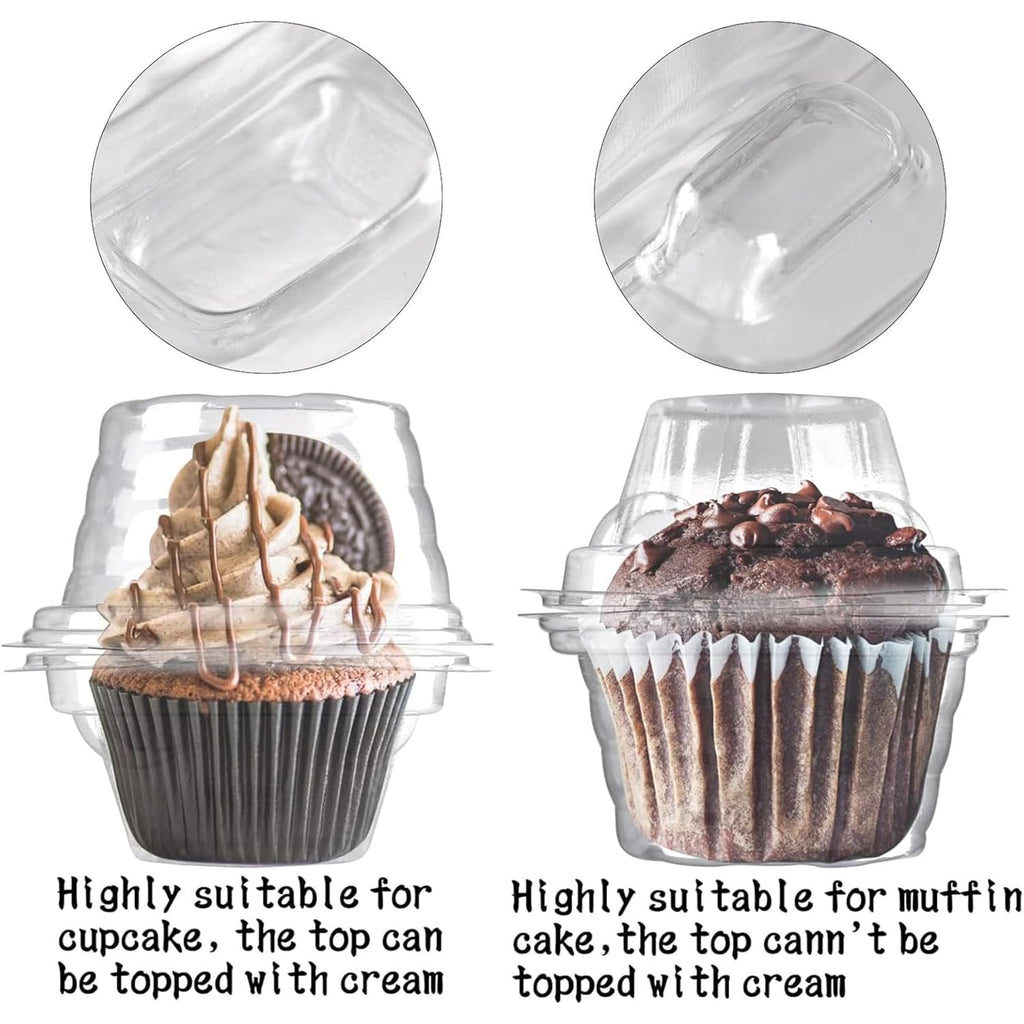 NPLUX 50 Pack Individual Cupcake Containers Plastic Cupcake Boxes Cupcake Holders Stackable Deep Dome Cupcake Carrier
