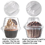 NPLUX 50 Pack Individual Cupcake Containers Plastic Cupcake Boxes Cupcake Holders Stackable Deep Dome Cupcake Carrier