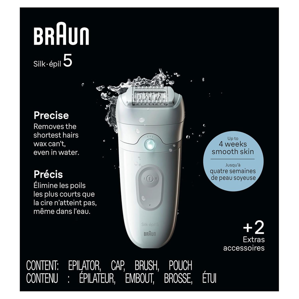 Braun Epilator Silk-épil 5, Hair Removal Device, Women Shaver & Trimmer, Wet and Dry, Includes Skin Contact Cap, SE5-011, Grey