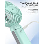 Handheld Misting Fan Portable, Small Personal Rechargeable Cooling Mister Fan Water Spray Mist, 3-Speed, 5-15 Hrs Runtime, 4000Mah Battery Operated For Travel Indoor Outdoor Hand Desk (Blue)