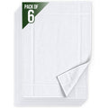 Pearl Linens Pack of 6 100% Cotton Bath Mat Towels, 20x30 inches, Soft & Absorbent Floor Towels for Bathroom, Not Bathroom Rugs, After Shower Mat, 687 GSM, Machine Washable, Airbnb Essentials, White