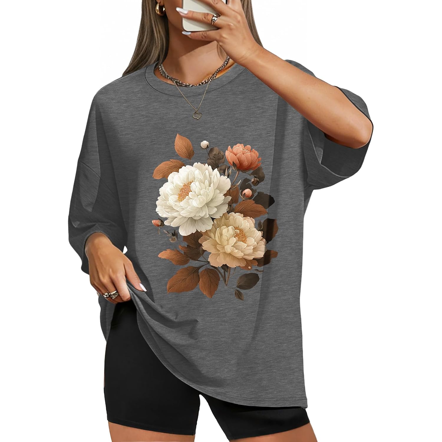 WIHOLL Oversized Tshirts for Women Summer Crew Neck Short Sleeve Graphic Tees Casual Loose Fit Workout Tops 2026