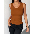 Zeagoo Womens Ribbed Tank Tops Square Neck Summer Tops Slim Fitted Spaghetti Strap Camisole Basic Sleeveless Layering Shirts