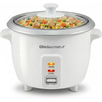 Elite Gourmet ERC-003X Electric Rice Cooker with Automatic Keep Warm Makes Soups, Stews, Grains, Hot Cereals, 6 Cups Cooked (3 Cups Uncooked), White