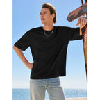 Runcati Mens Casual T-Shirts Short Sleeve Lightweight Oversized Summer Cotton Tee Beach Crew Neck Tops