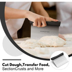 Bench Scraper, Stainless Steel Dough Scraper, Pastry Scraper, Pizza And Dough Cutter Multi-Purpose Scraper/Chopper, Pizza Cutter Food Chopper Baking Supplies Kitchen Gadgets, Black