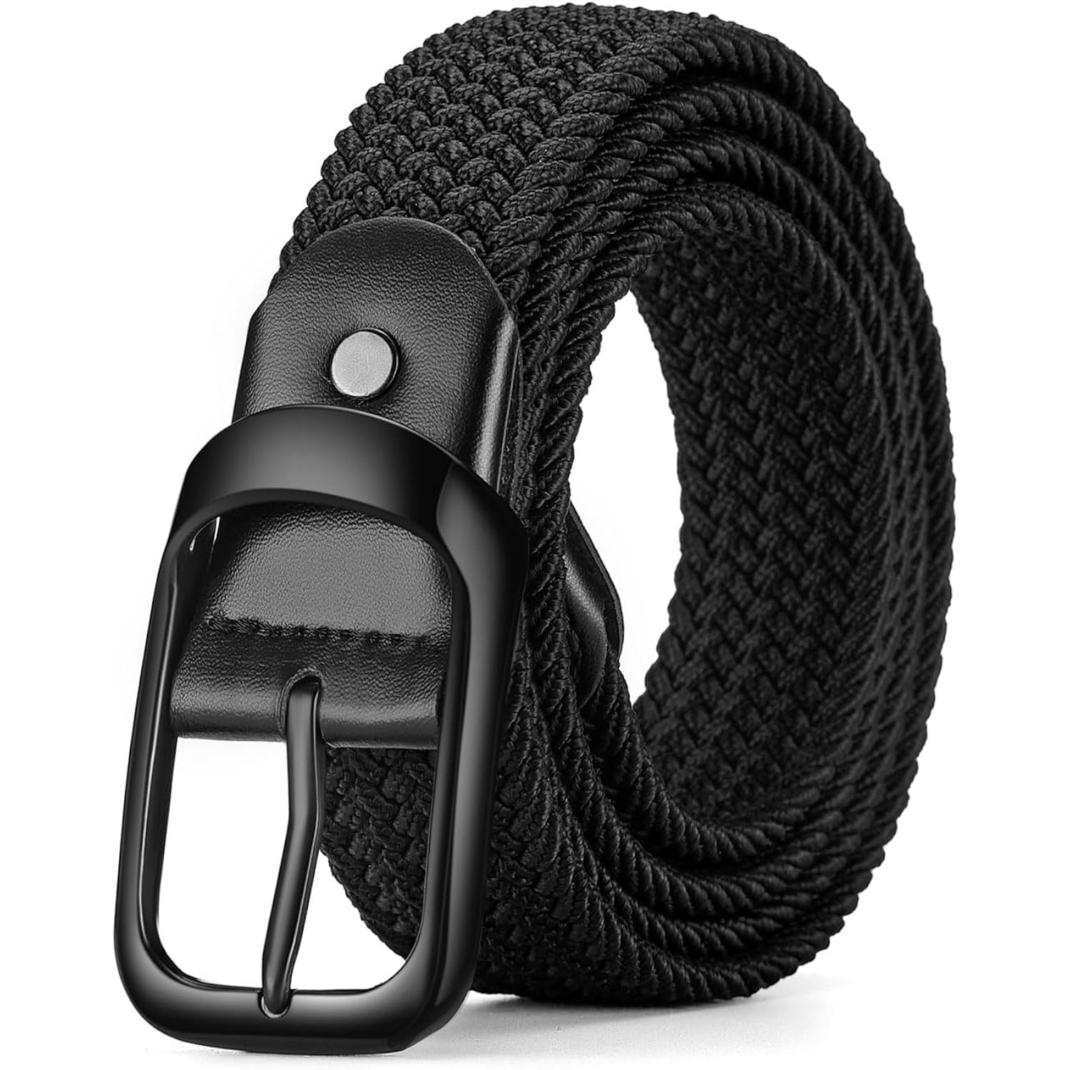 Mens Belts Stretchable Big And Tall Belts For Men Elastic Stretch Belt Black 1.26"