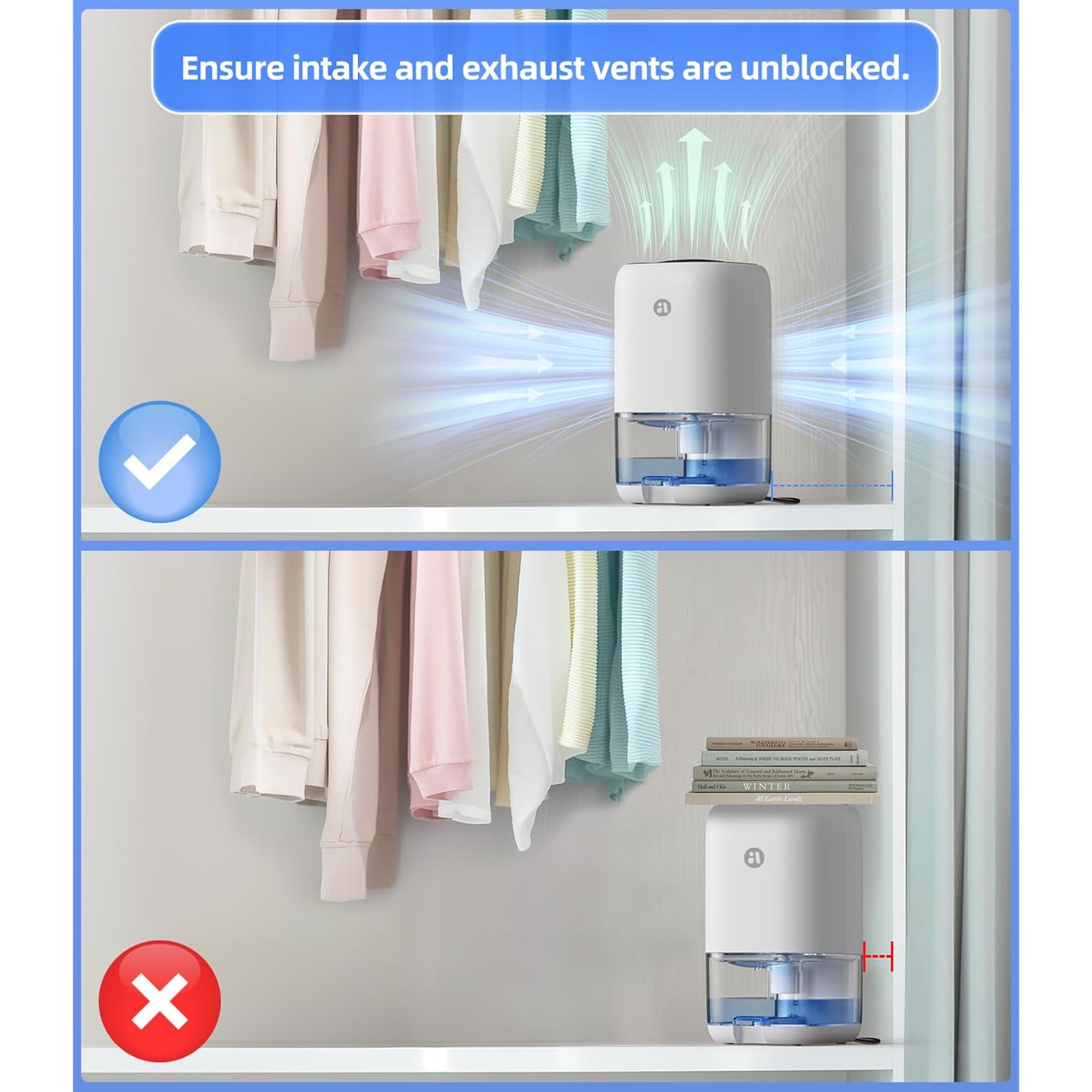 35 Oz Dehumidifier For Bedroom Rv, Quiet With Auto Shut Off, White | 280 Sq.Ft Small Dehumidifiers For Home Bathroom Closet, 7 Color Light, 28Db Ultra Quiet, 35Oz Water Tank