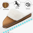 GOEWY Fuzzy Slippers for Women with Memory Foam Warm Winter Faux Fur Slippers House Shoes Indoor Outdoor Mothers Day Gifts for Women Mom Suede Anti-Skid