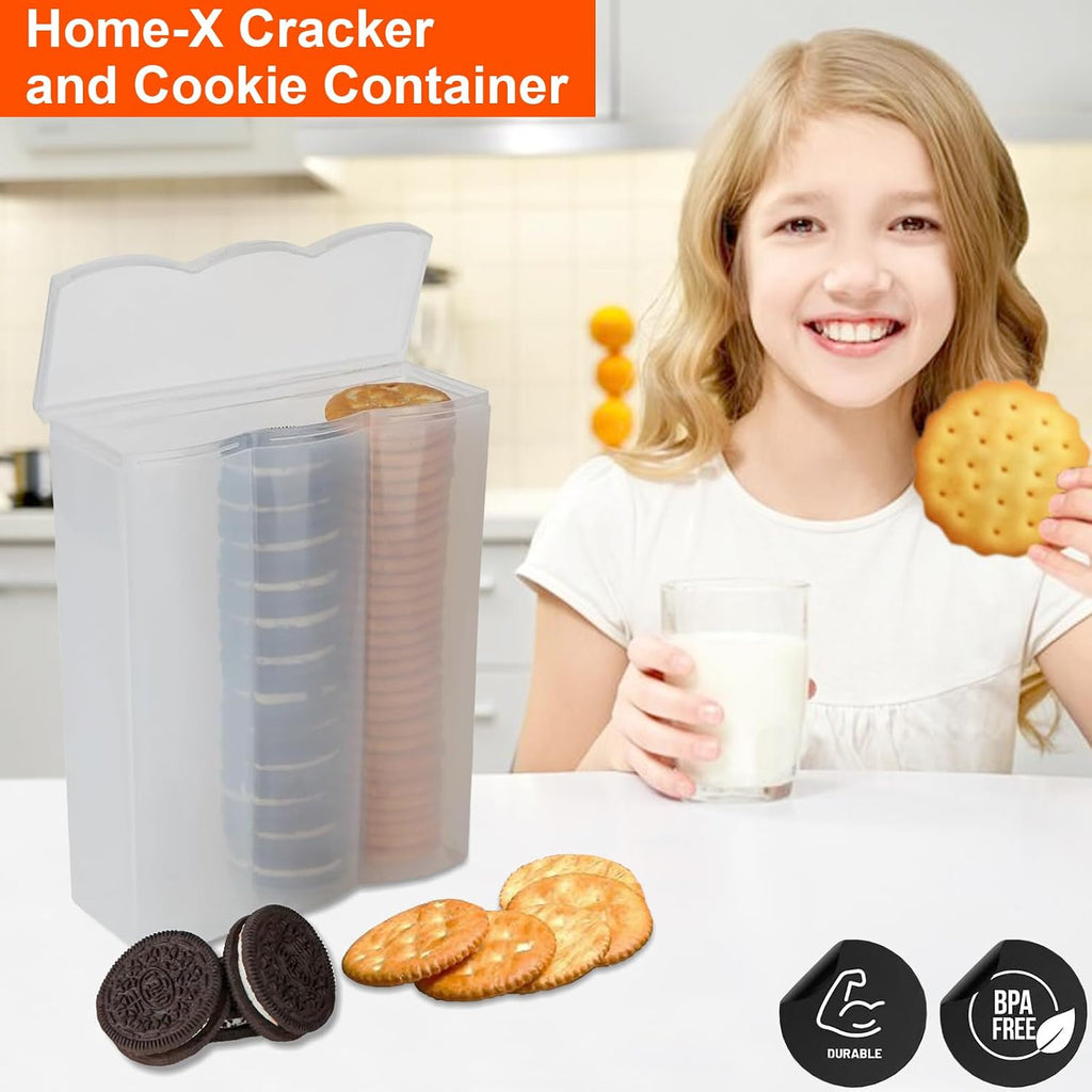 Home-X Convenient Cracker & Cookie Keeper - Airtight Storage Containers Perfect For Preserving Freshness - Saltine Cracker & Cookie Keeper - Crush-Proof Round & Square - 3 Rows