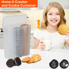 Home-X Convenient Cracker & Cookie Keeper - Airtight Storage Containers Perfect For Preserving Freshness - Saltine Cracker & Cookie Keeper - Crush-Proof Round & Square - 3 Rows