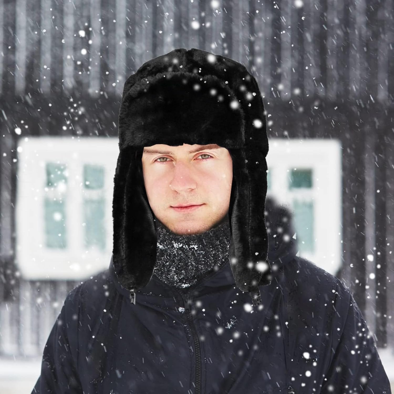 Winter Ushanka Russian Trapper Hats with Ear Flaps,Warm Full Hood Earflap Hat for Men and Women Windproof Fluffy Hats