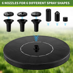 1.5W Solar Fountain, Solar Water Fountain With 6 Nozzles, Solar Water Pump Floating Fountain For Bird Bath, Pond, Garden, Pool, Fish Tank