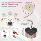 BETE Mini UV Nail Lamp Flash Cure Gel Nail Polish, 360° Foldable Gooseneck UV LED Nail Lamp with Smart Sensor, USB Portable Cordless 30W Rechargeable Nail Dryer with 3 Timers for Salon Home DIY