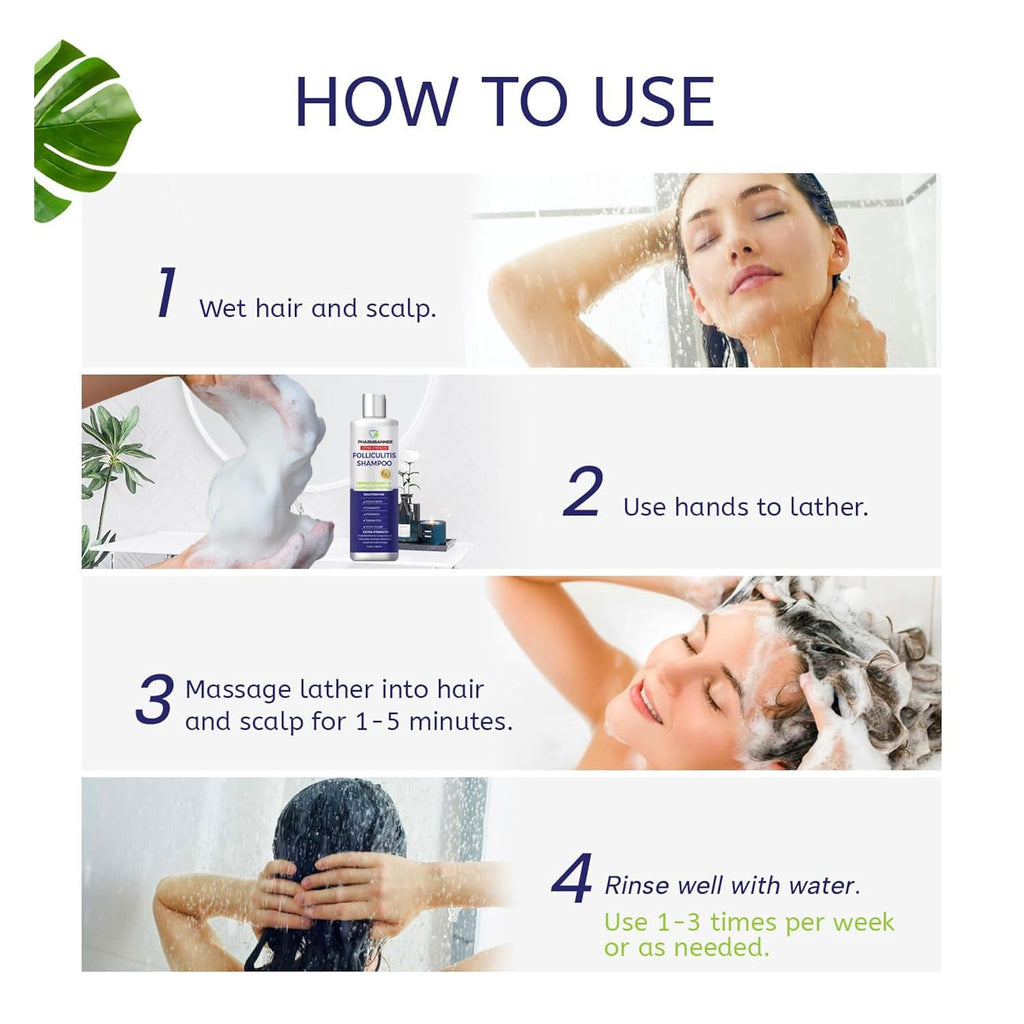 Pharmbanner Anti-Fungal Shampoo For Folliculitis, Seborrheic Dermatitis, Scalp Psoriasis - Relieves Itchy & Dry Scalp
