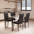 Bealife Kitchen Dining Table Set For 4, Tempered Glass 5 Piece - Black | Pu Leather Modern Dining Room Furniture, Space Saving Table And Chairs Set For Home, Kitchen, Living Room, Dining Room